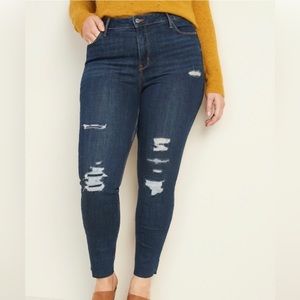 Old Navy High-Waisted Distressed Rockstar Super Skinny Ankle Jeans Sz 12 NWT